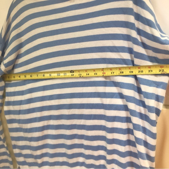 Caslon Cotton Oversized Striped Lightweight Sweater Crew Neck Slit Soft Coastal - Picture 9 of 10